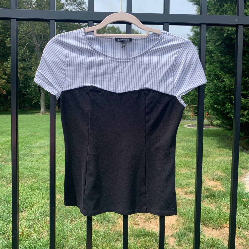 Express Striped Sleeve Corset Top